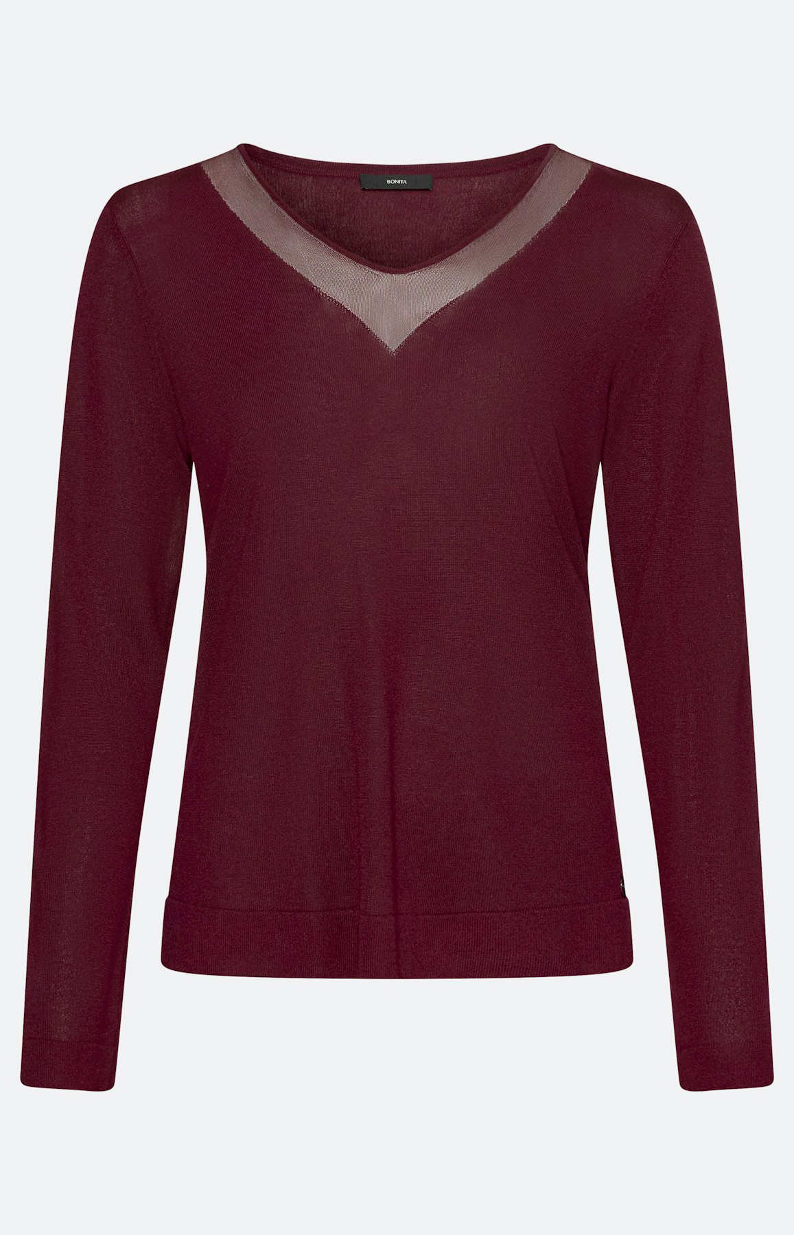 Trui met een V-hals, bourgondië