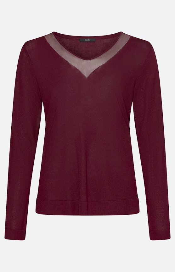Trui met een V-hals, bourgondië