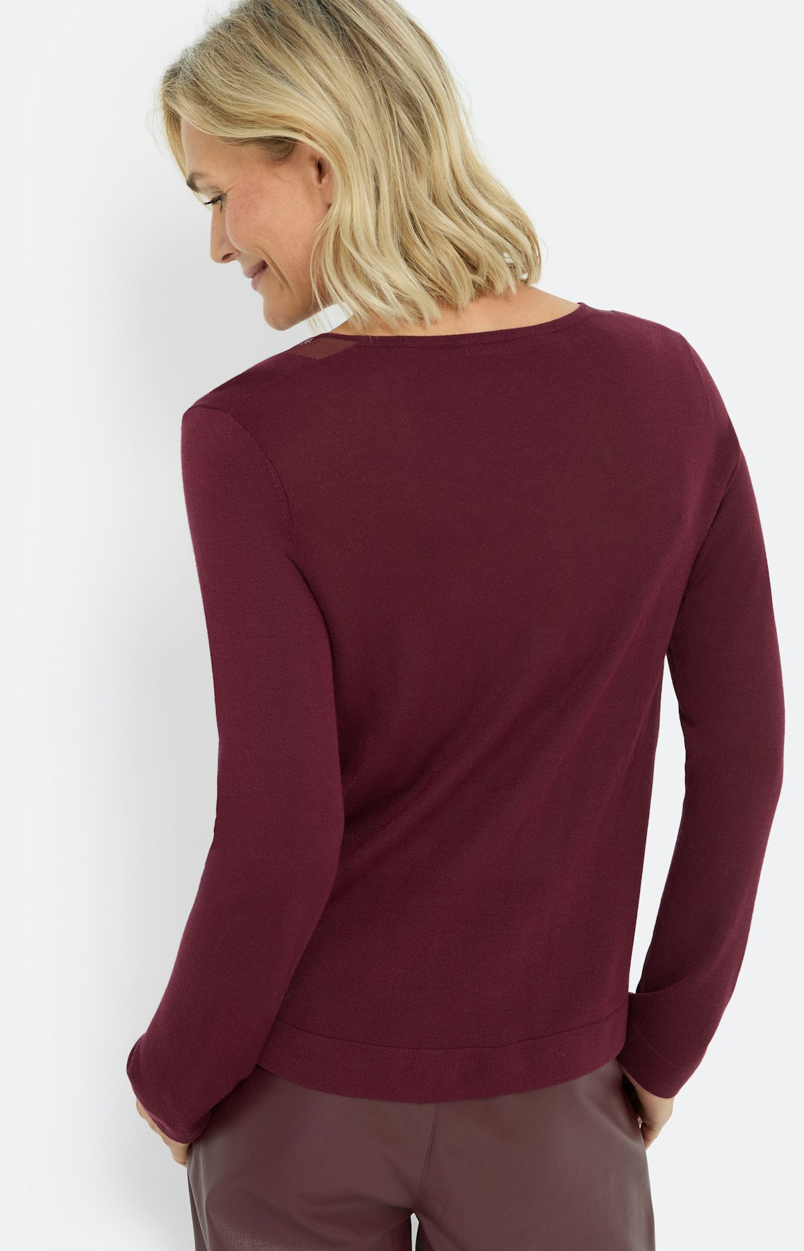 Trui met een V-hals, bourgondië