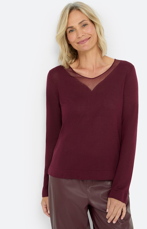 Trui met een V-hals, bourgondië