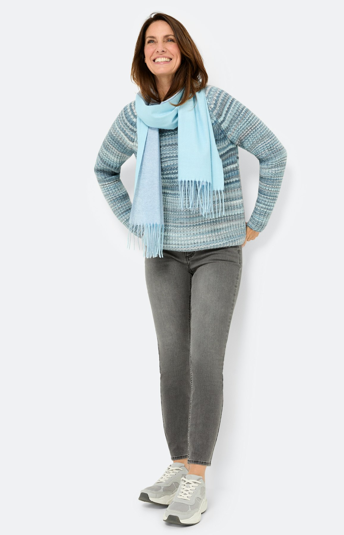 Trui grof gebreid, lichtblauw melange