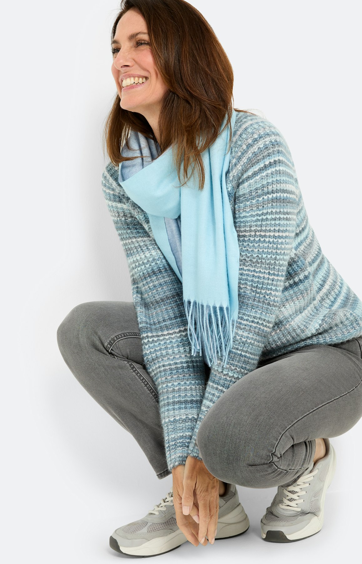 Trui grof gebreid, lichtblauw melange