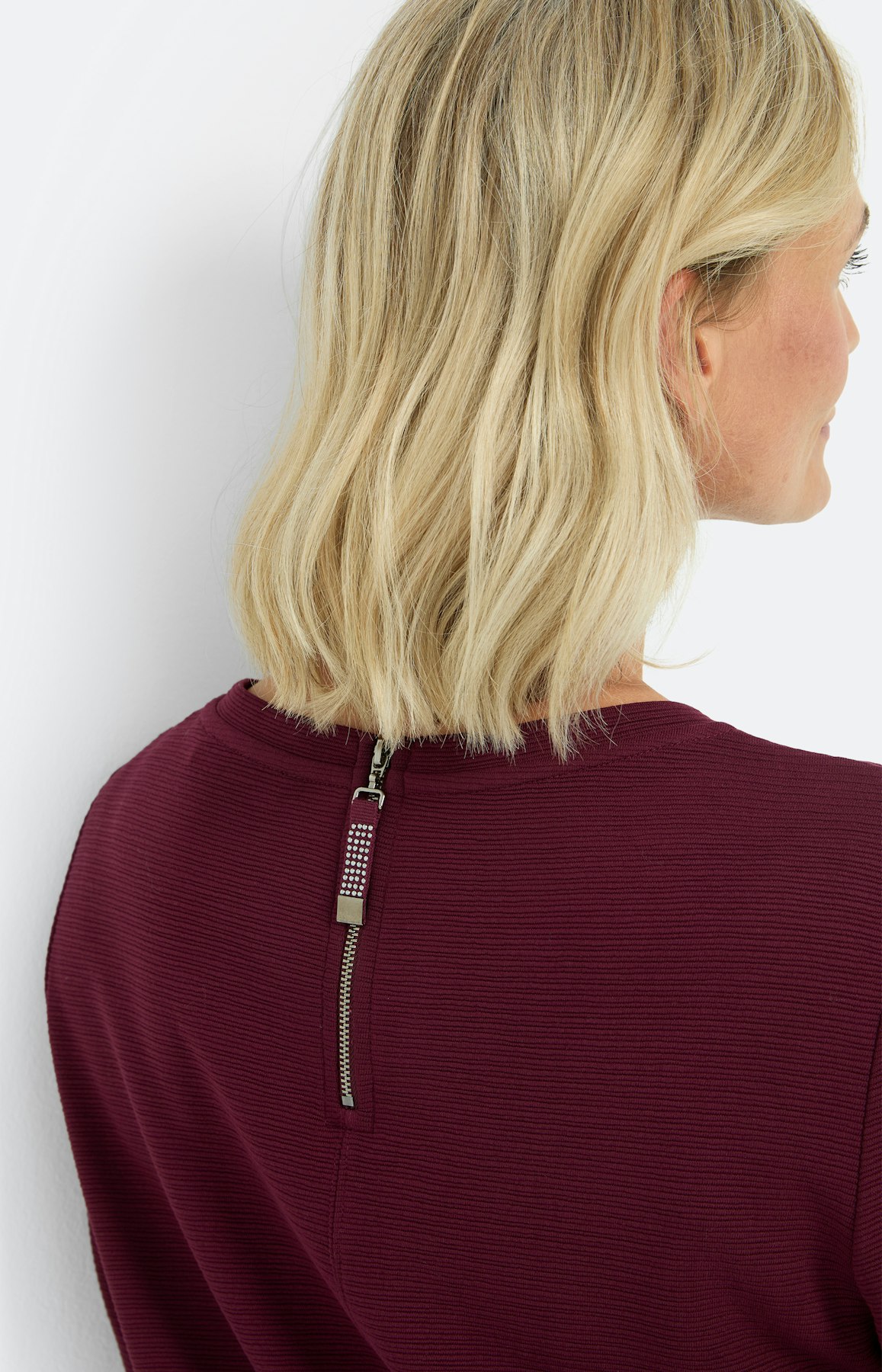 Geribbeld sweatshirt, bourgondië