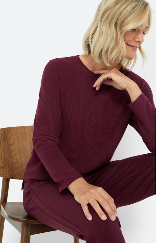 Geribbeld sweatshirt, bourgondië