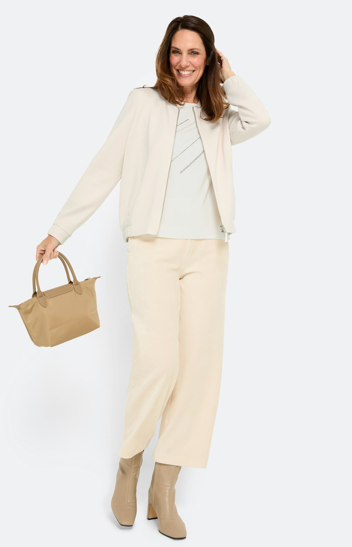 Sweatvest in blousonstijl, beige