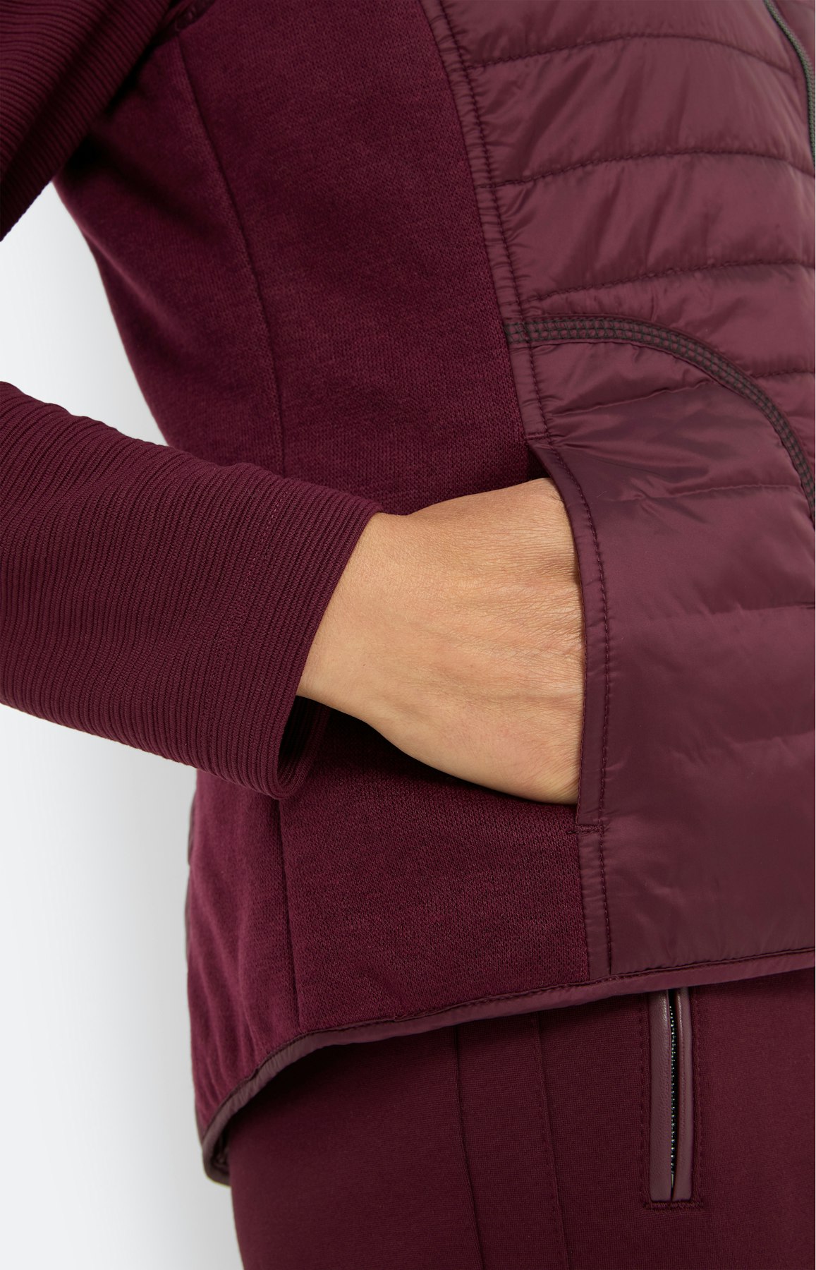 Bodywarmer in materialenmix, bourgondië