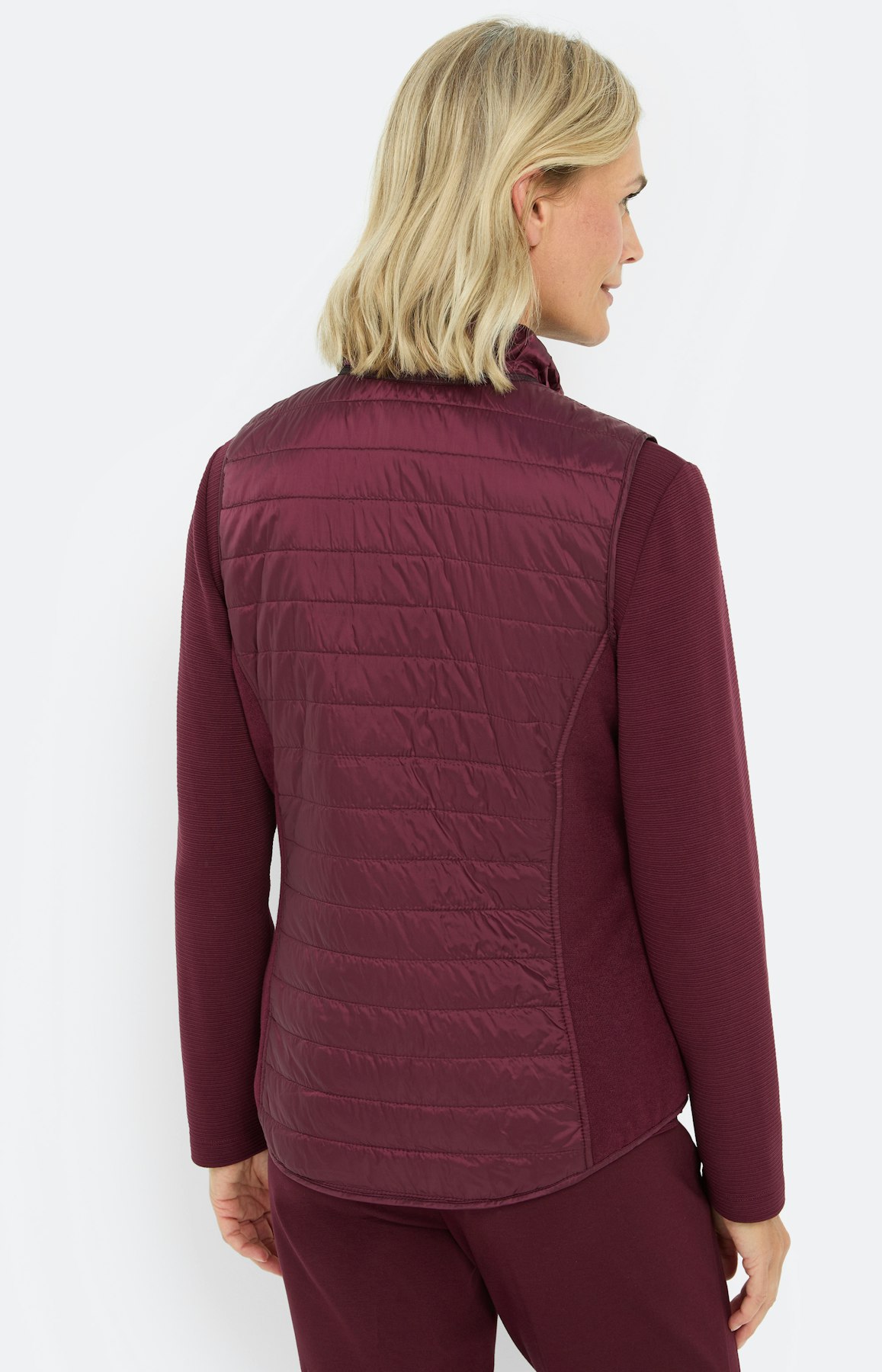 Bodywarmer in materialenmix, bourgondië