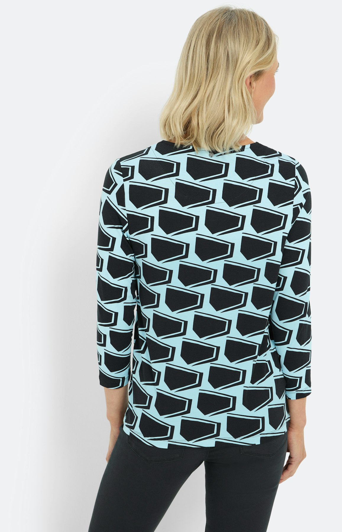 Shirt mit V-Ausschnitt, gemustert