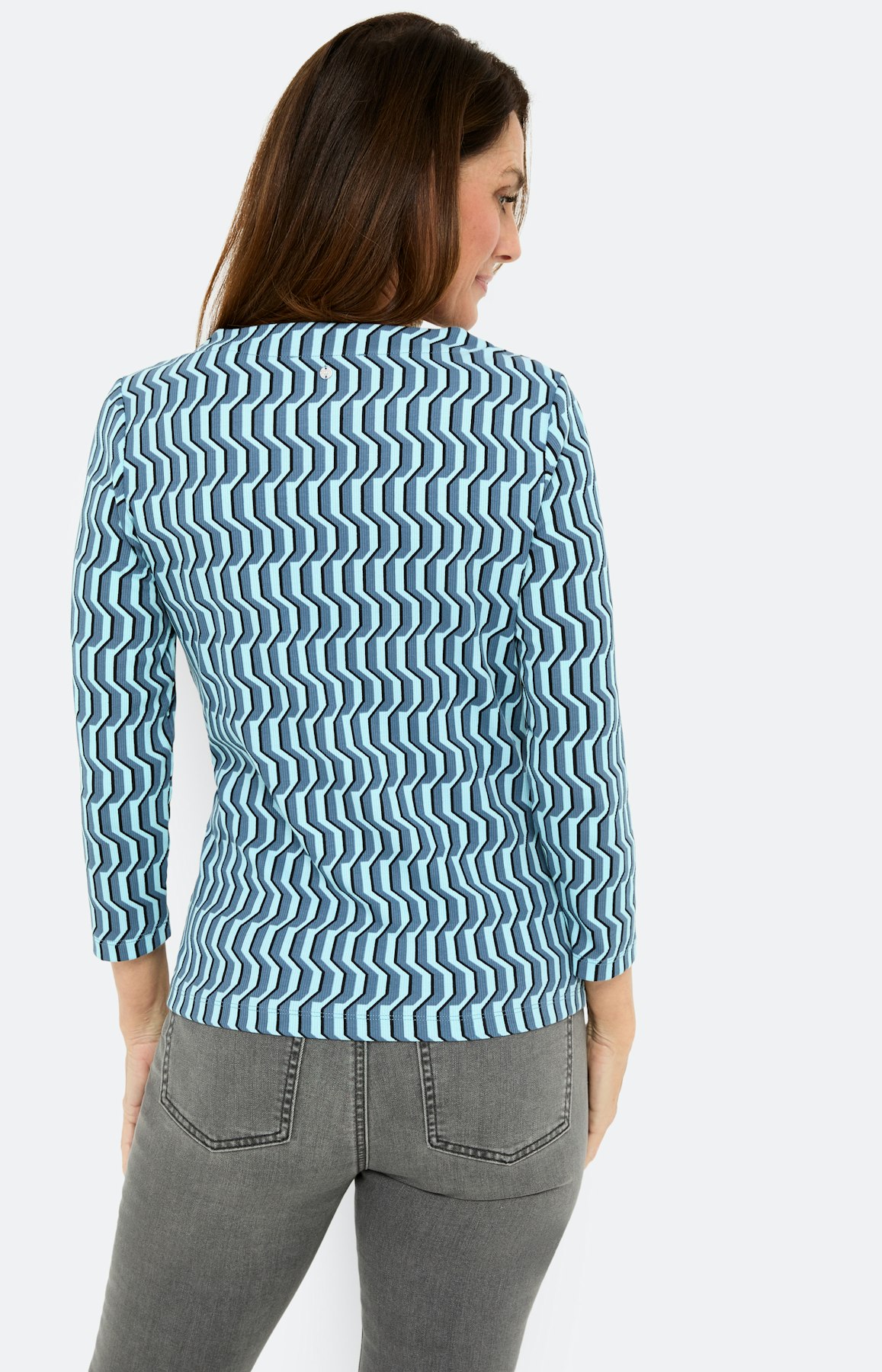 Shirt met patchworkprint, lichtblauw