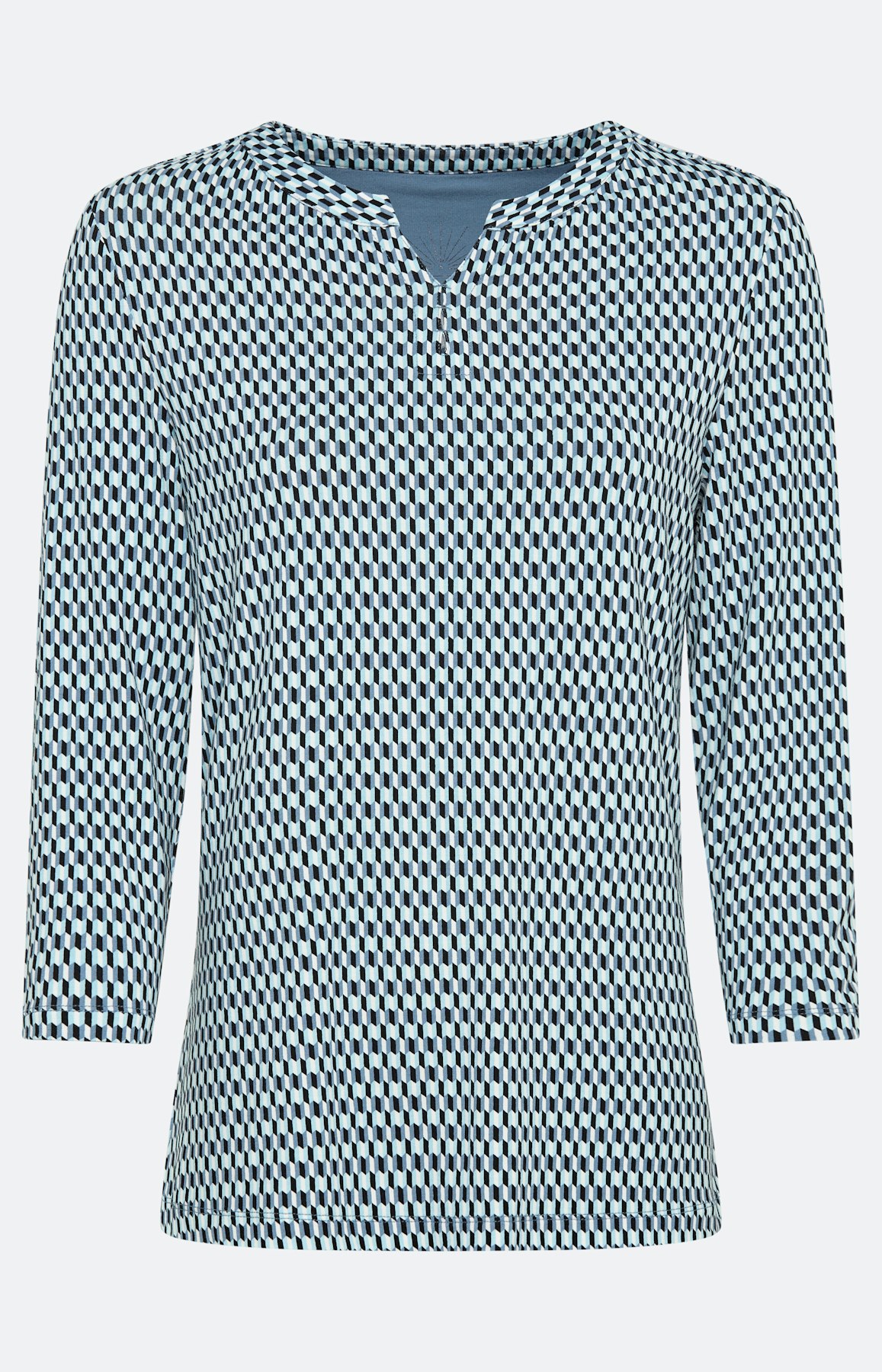 Shirt met dessin en splitje, lichtblauw