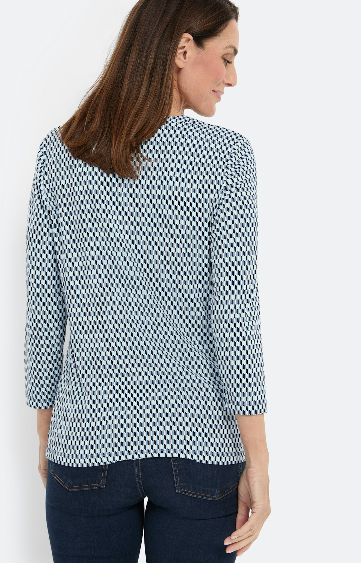 Shirt met dessin en splitje, lichtblauw