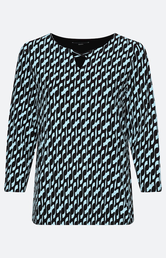Gemustertes Shirt mit Stretchsaum, blau