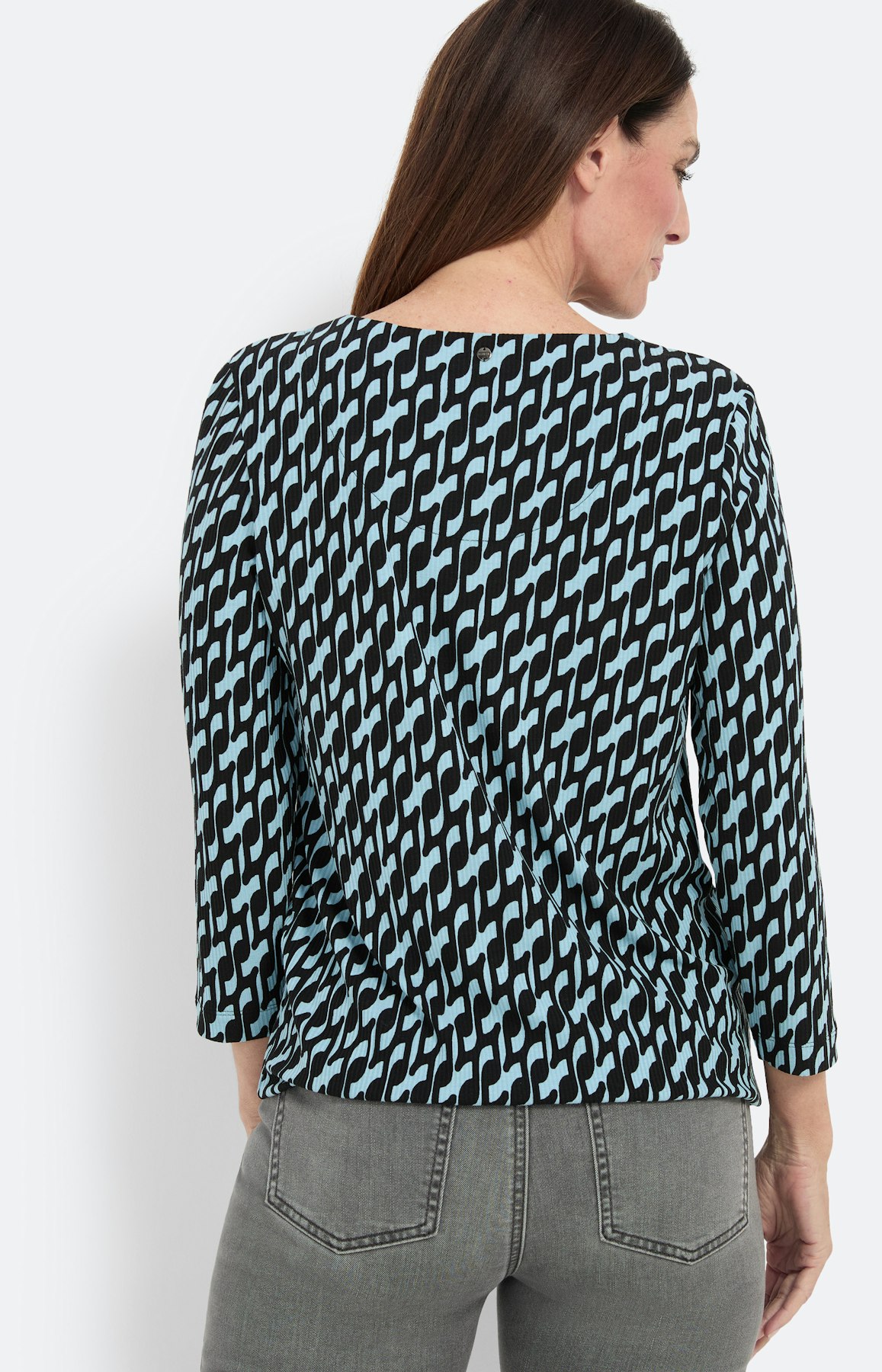 Shirt met dessin en stretchzoom, blauw