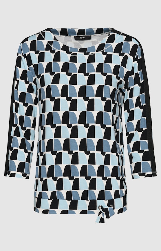 Grafisch gedessineerd shirt, blauw