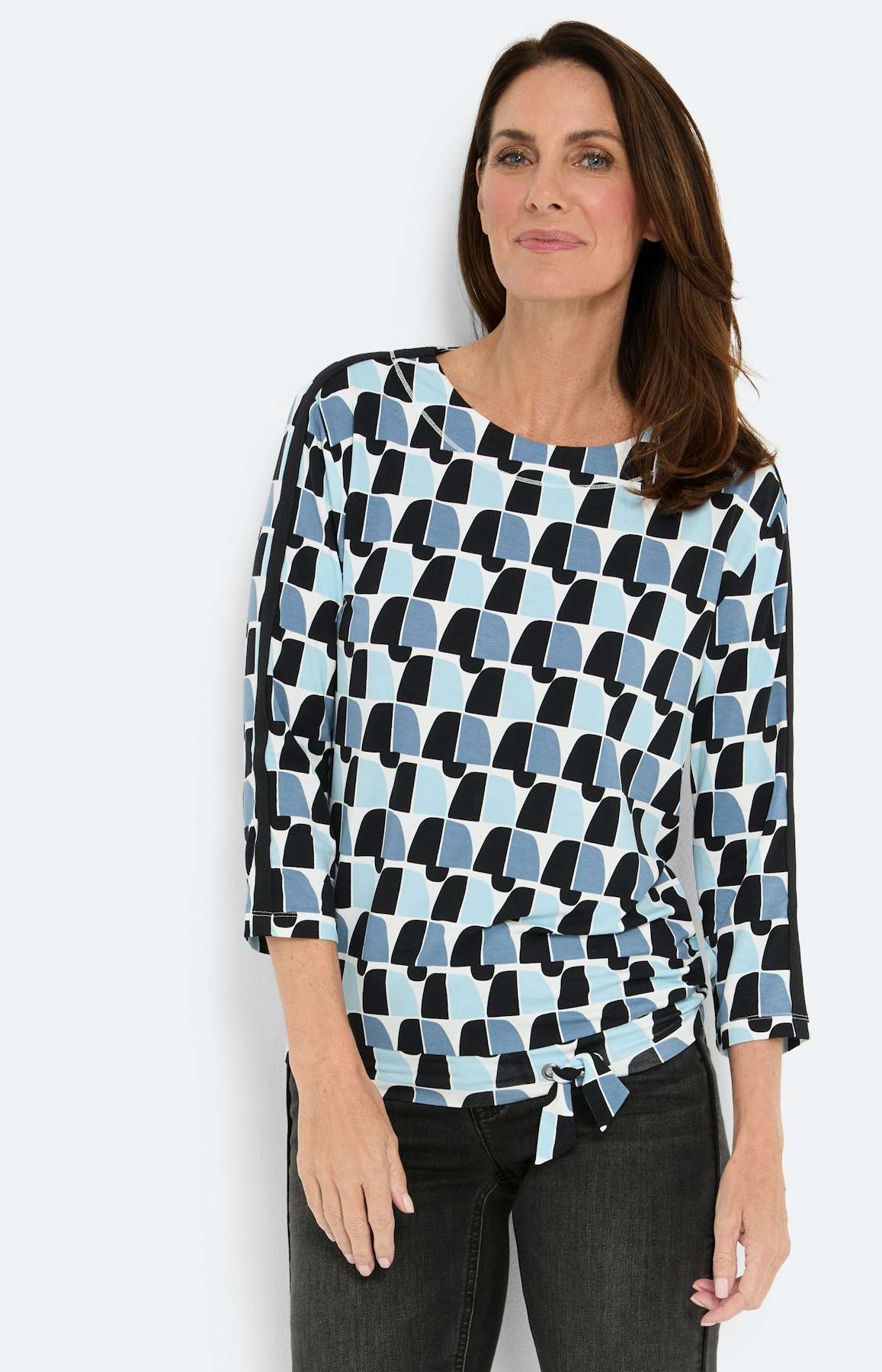 Grafisch gedessineerd shirt, blauw