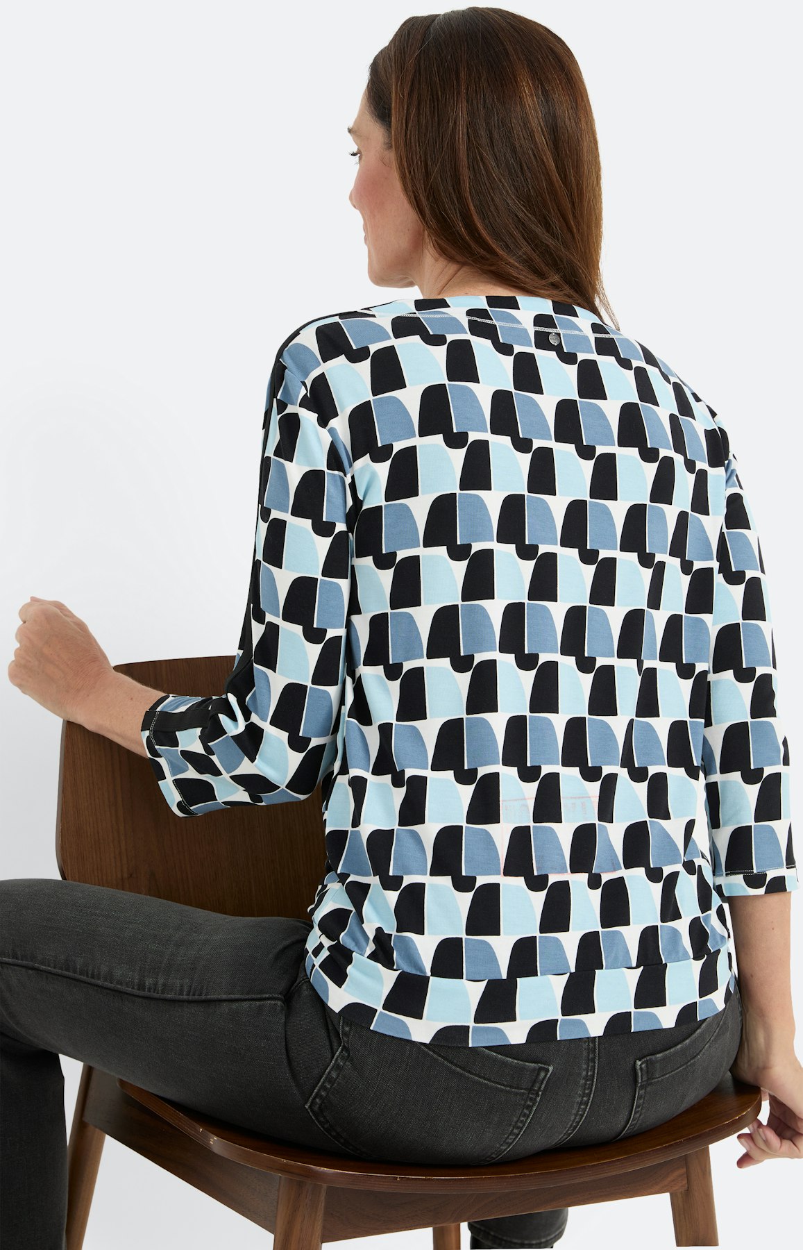 Grafisch gedessineerd shirt, blauw