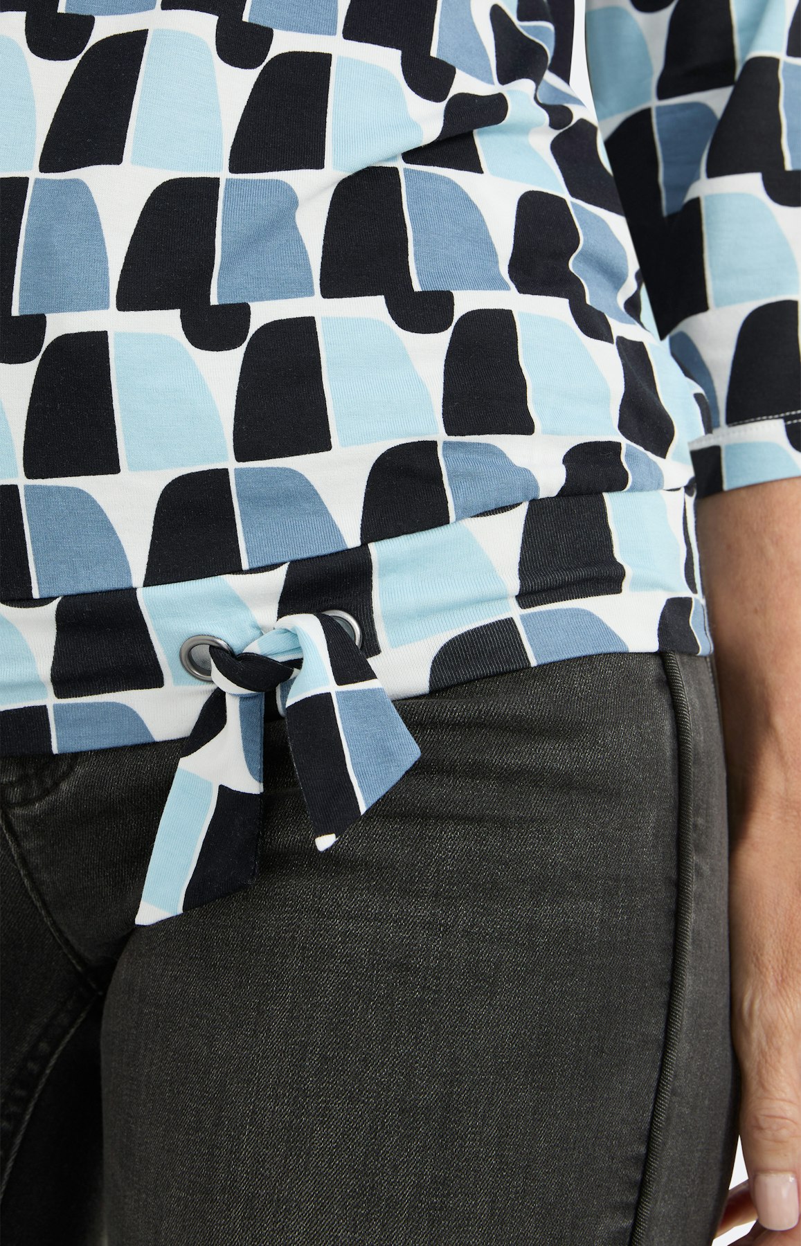 Grafisch gedessineerd shirt, blauw