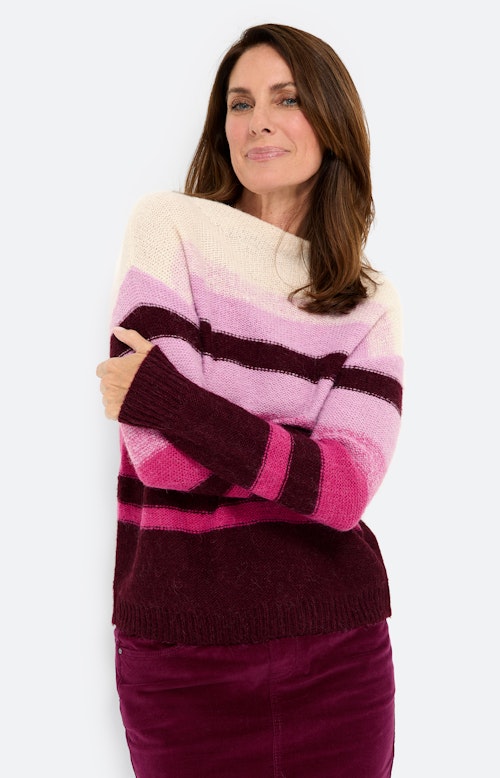 Trui met blokstrepen, bourgondië