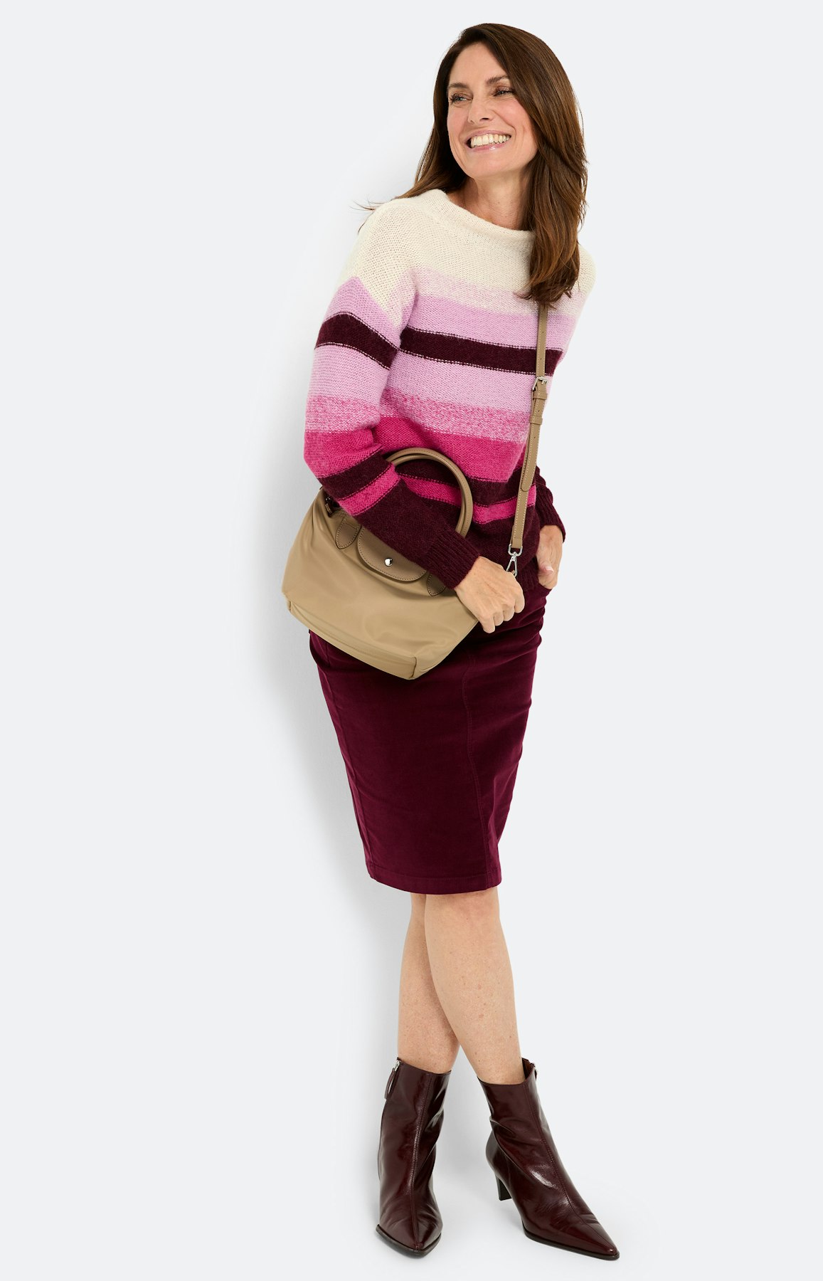 Trui met blokstrepen, bourgondië