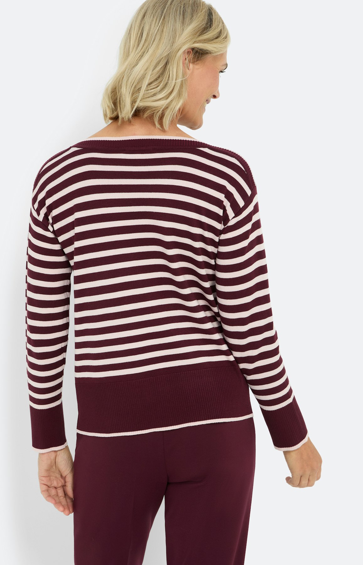 Trui met streepdessin, bourgondië