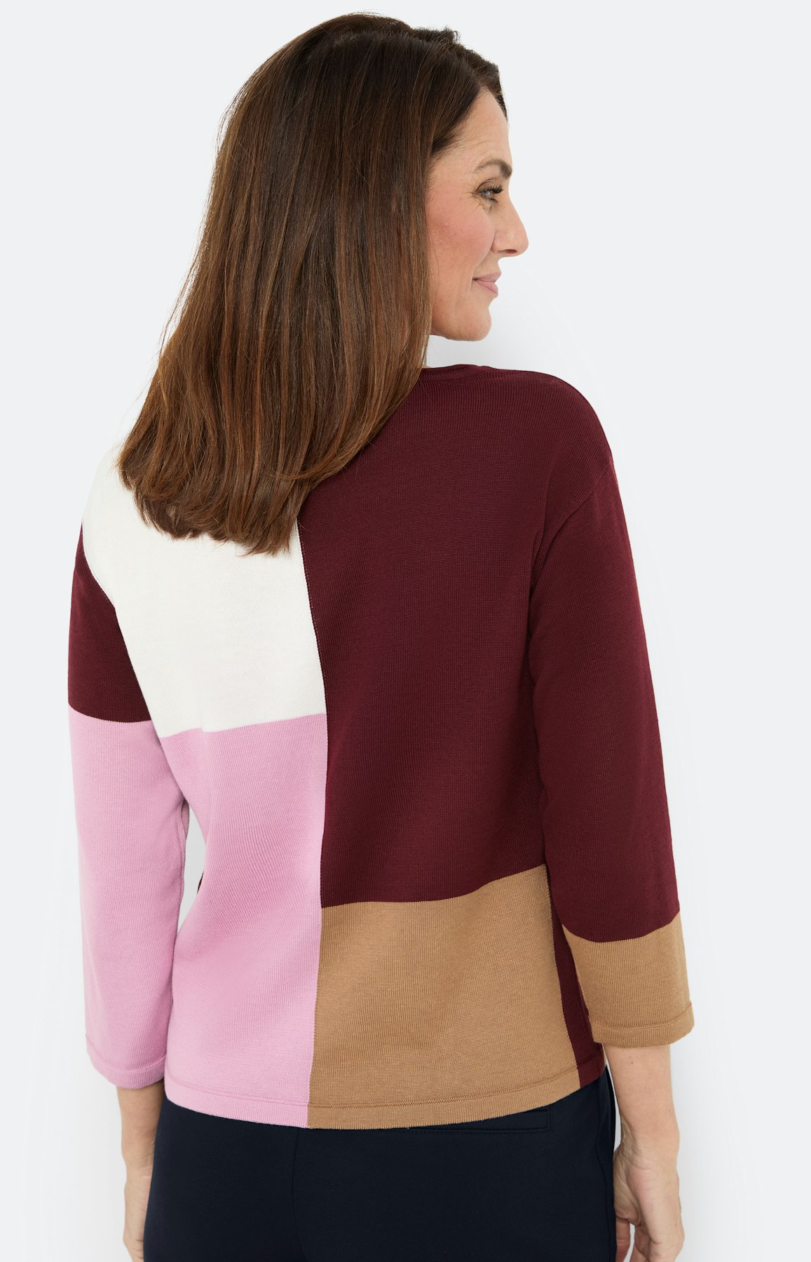 Trui in colourblocking, bourgondië