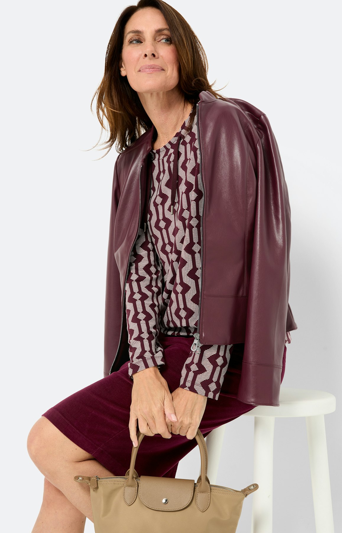 Shirt met print all-over, bourgondië