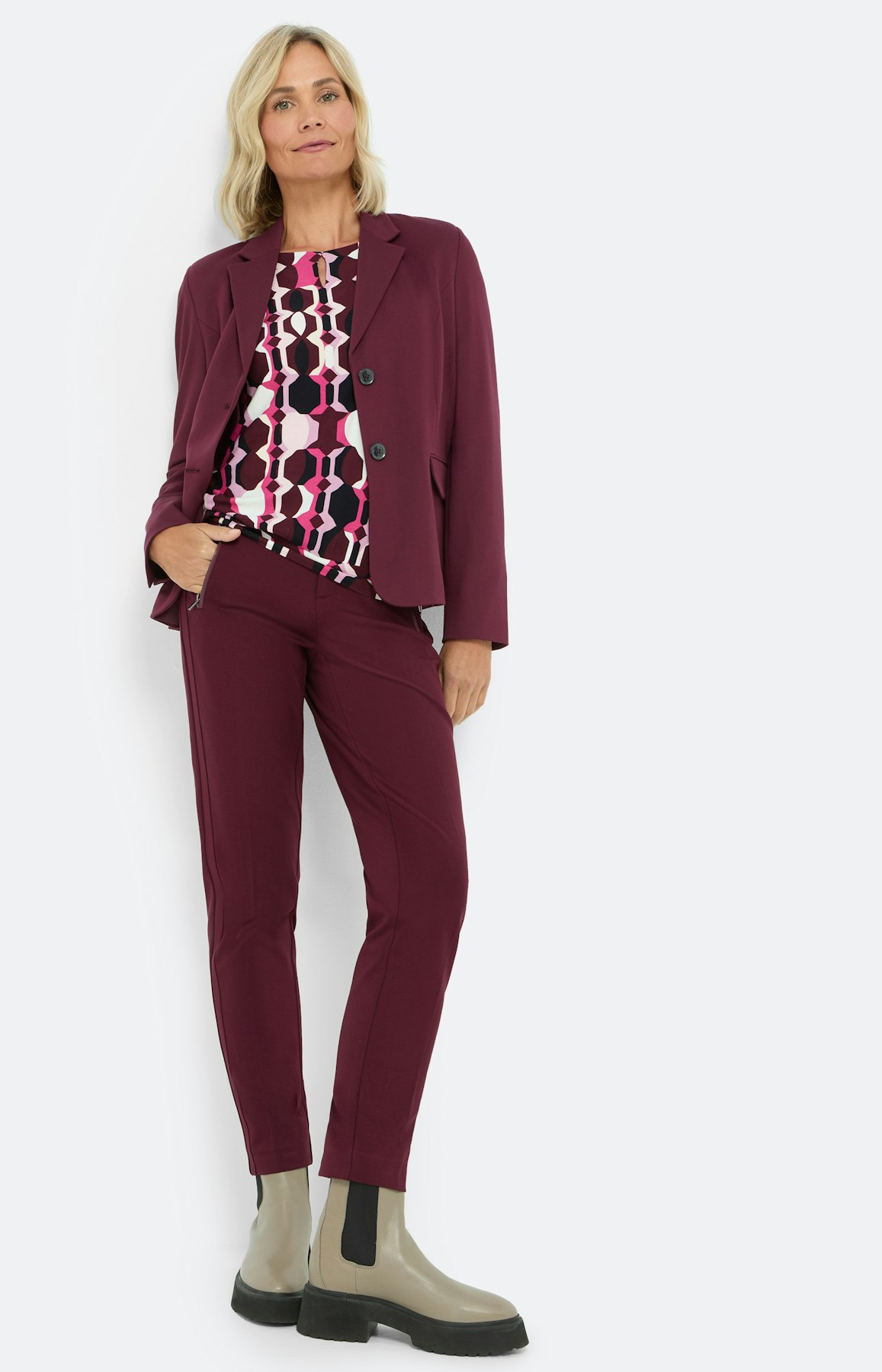 Gedessineerd shirt, bourgundie