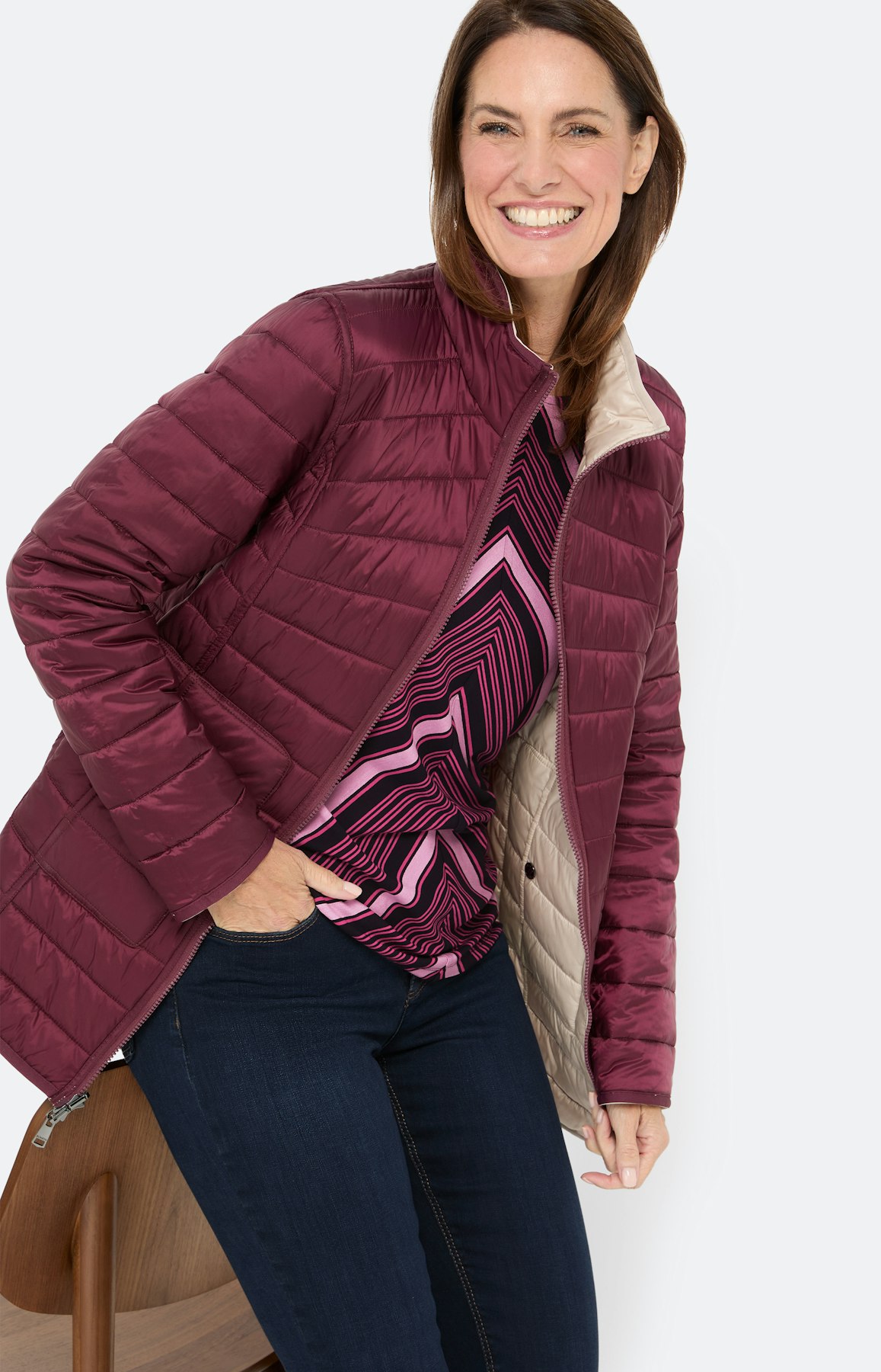 Gestreept shirt, burgundie marine