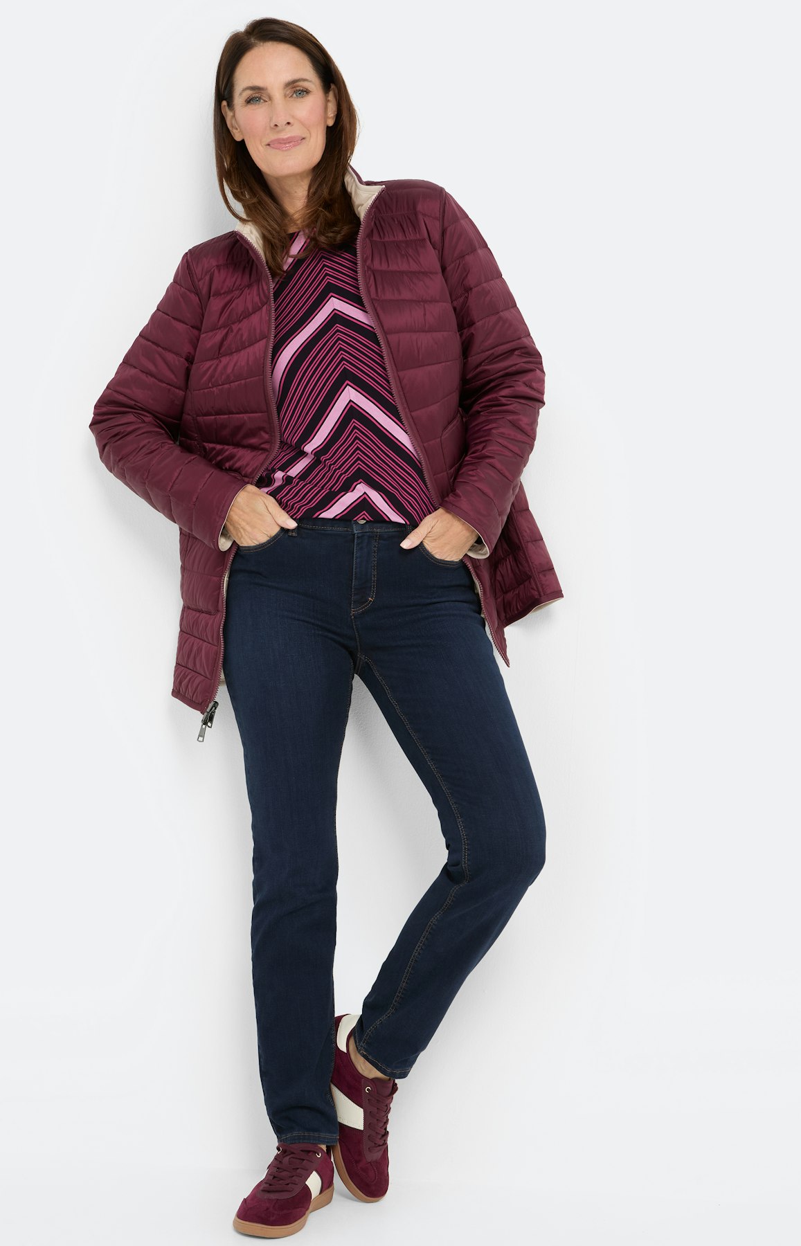 Gestreept shirt, burgundie marine