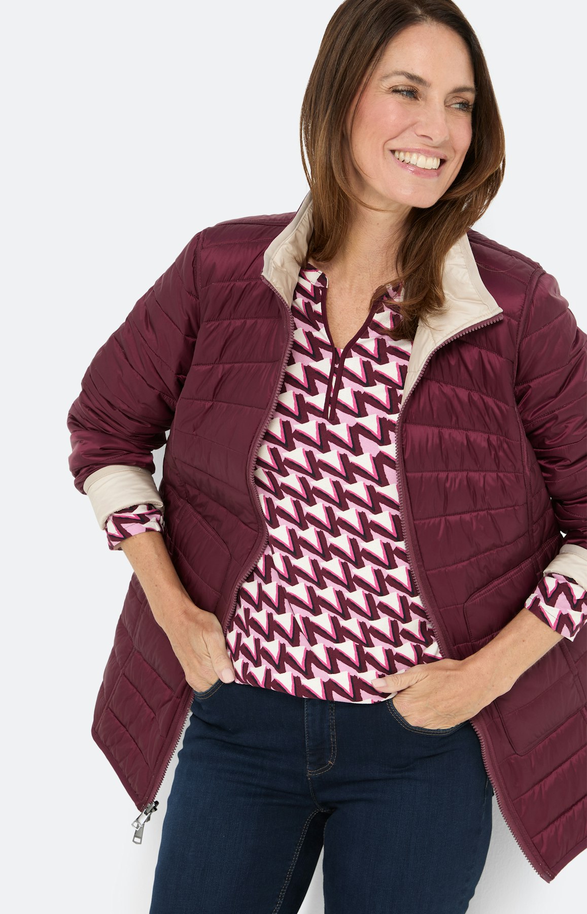 Shirt met grafical print, bourgondië