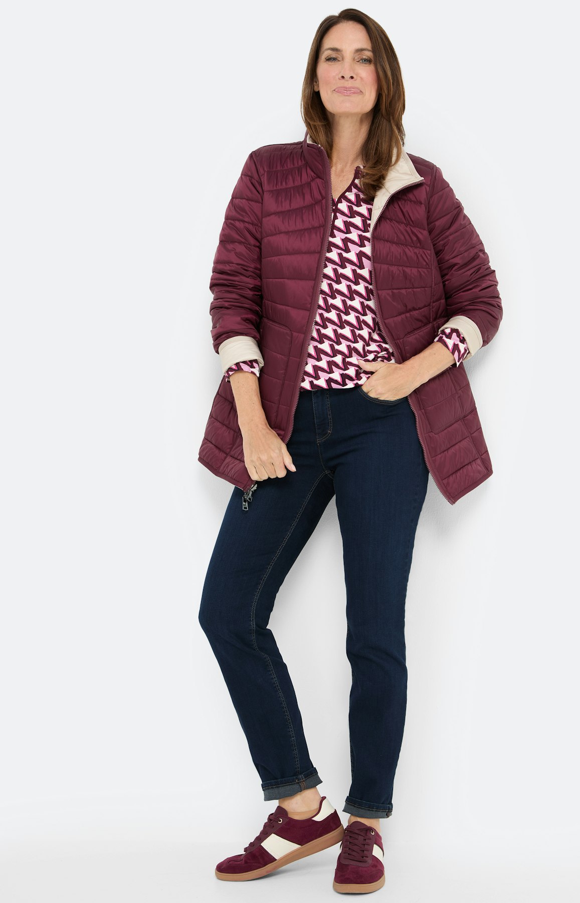 Shirt met grafical print, bourgondië