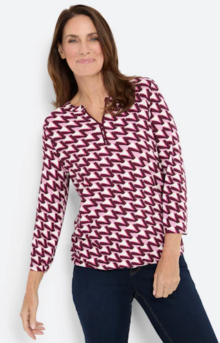 Shirt met grafical print, bourgondië