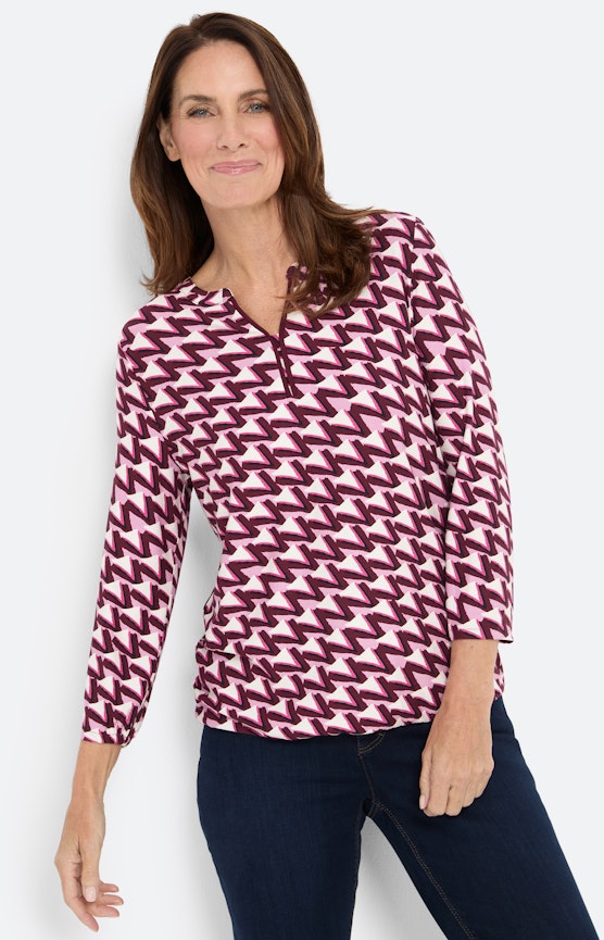 Shirt mit Ausschnitt-Schlitz, burgund
