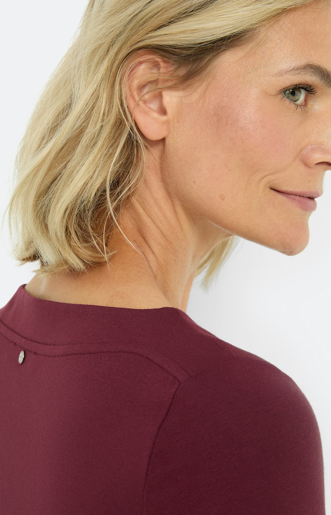 T-shirt met boothals, bourgondië