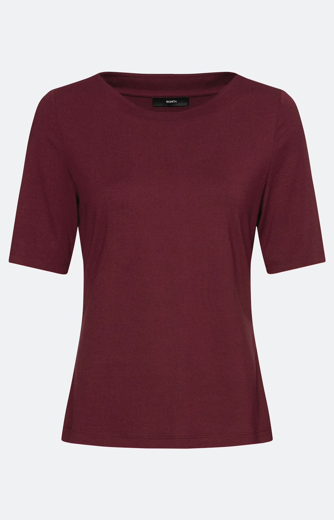T-shirt met boothals, bourgondië