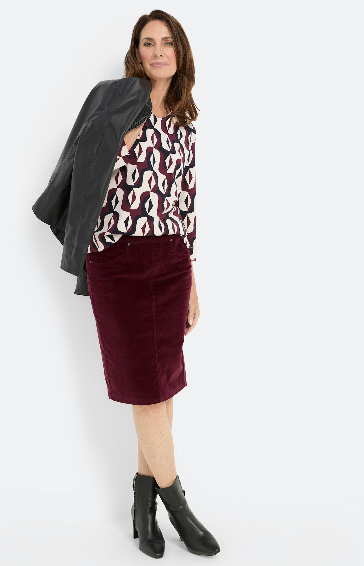 Sweatshirt met print allover, bourgondie