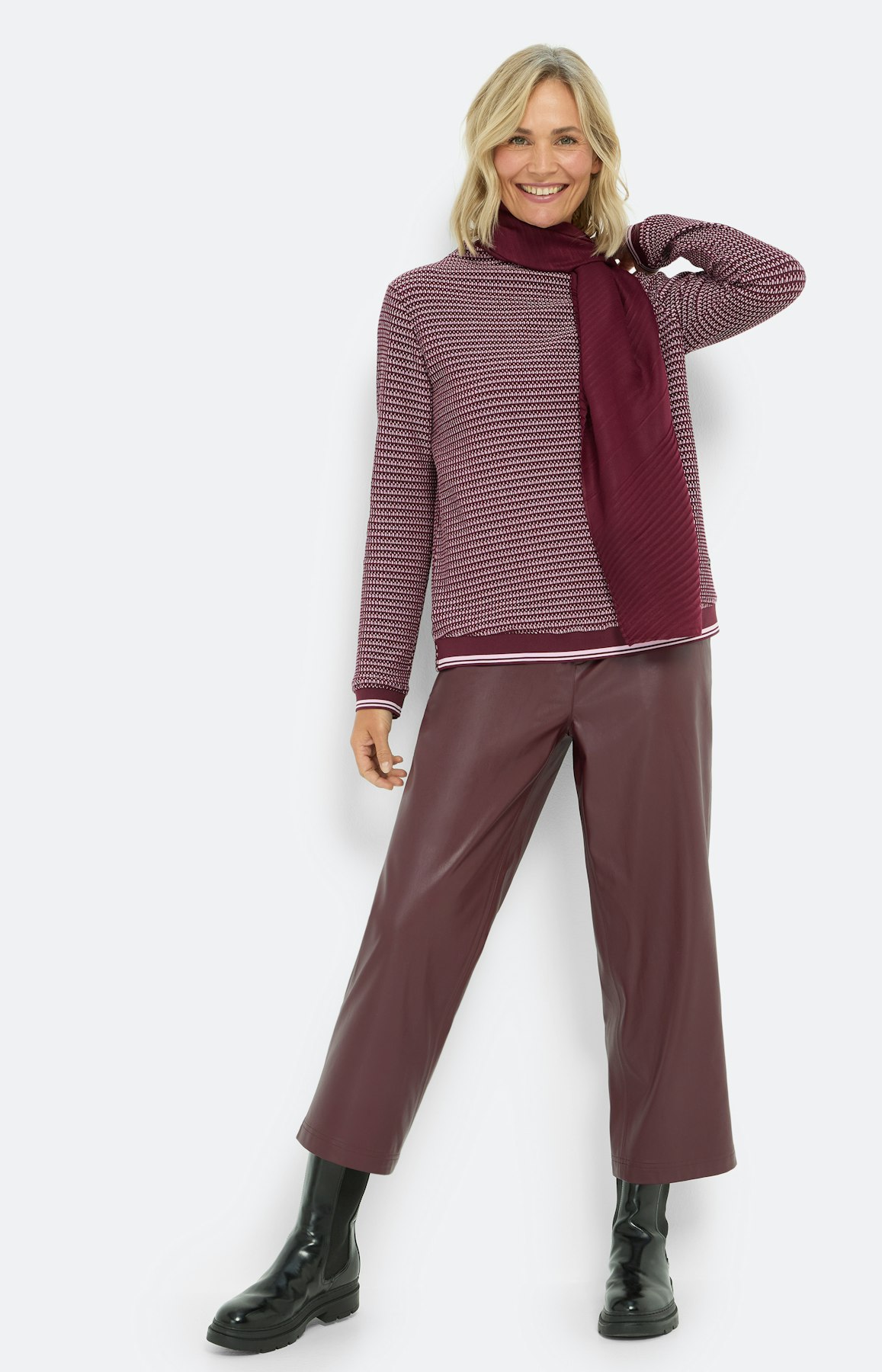 Sweatshirt met structuur, bourgondië