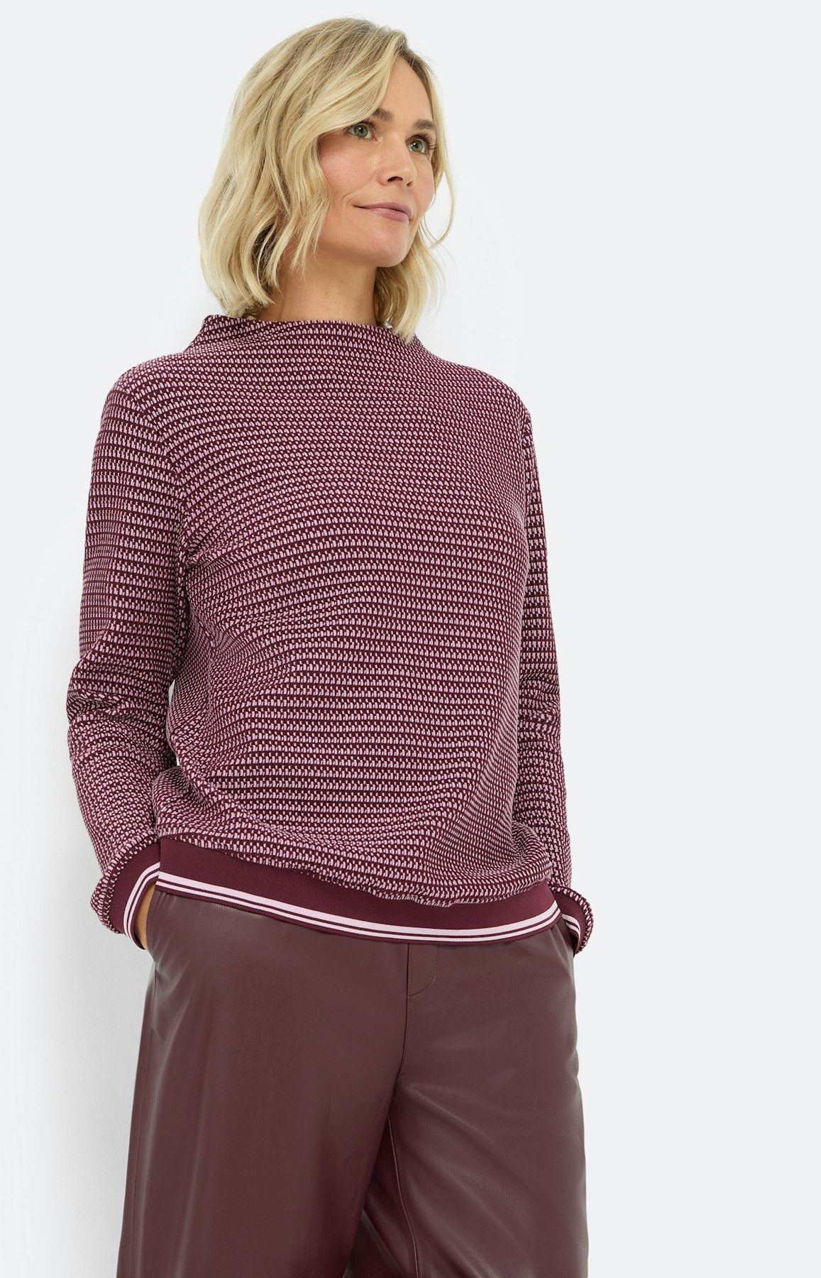 Sweatshirt met structuur, bourgondië