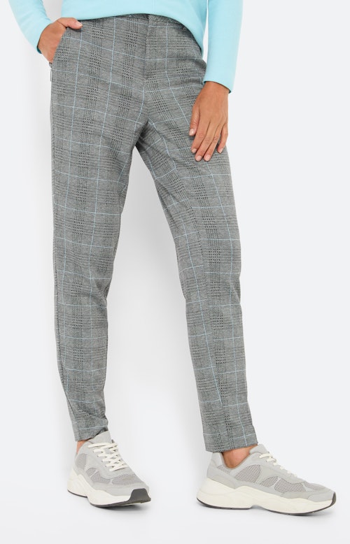 Geruite smalle broek 30 inch, lichtgrijs