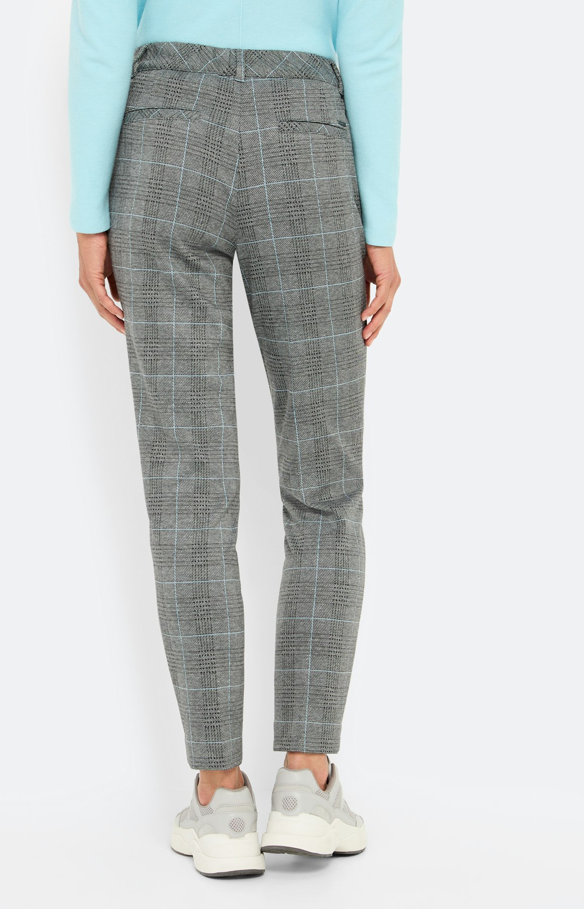 Glencheck broek 30 inch, lichtgrijs