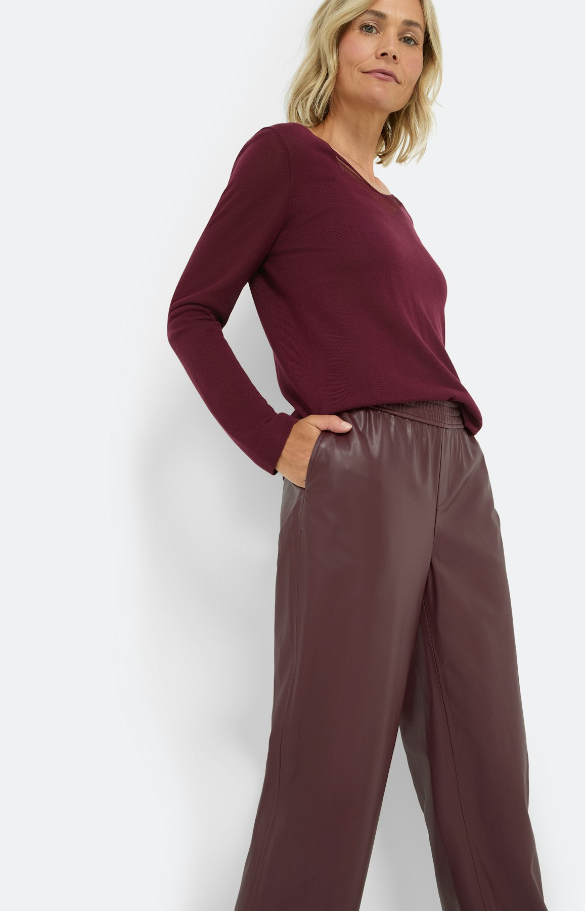 Culotte in leerlook, bourgondië