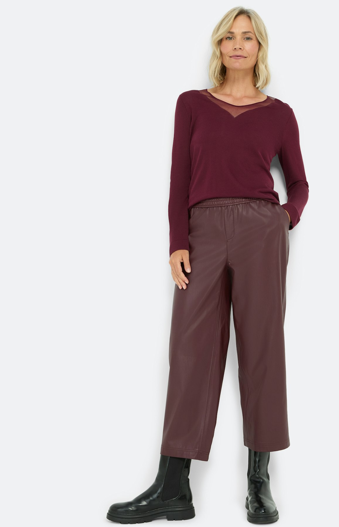 Culotte in leerlook, bourgondië