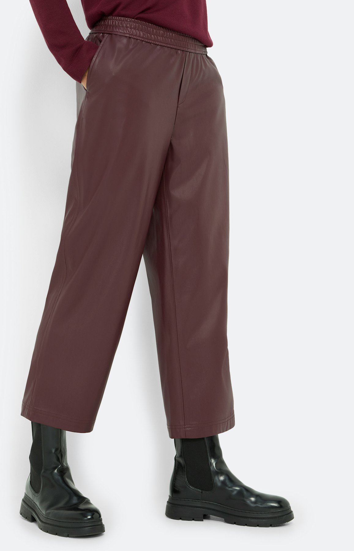 Culotte in leerlook, bourgondië