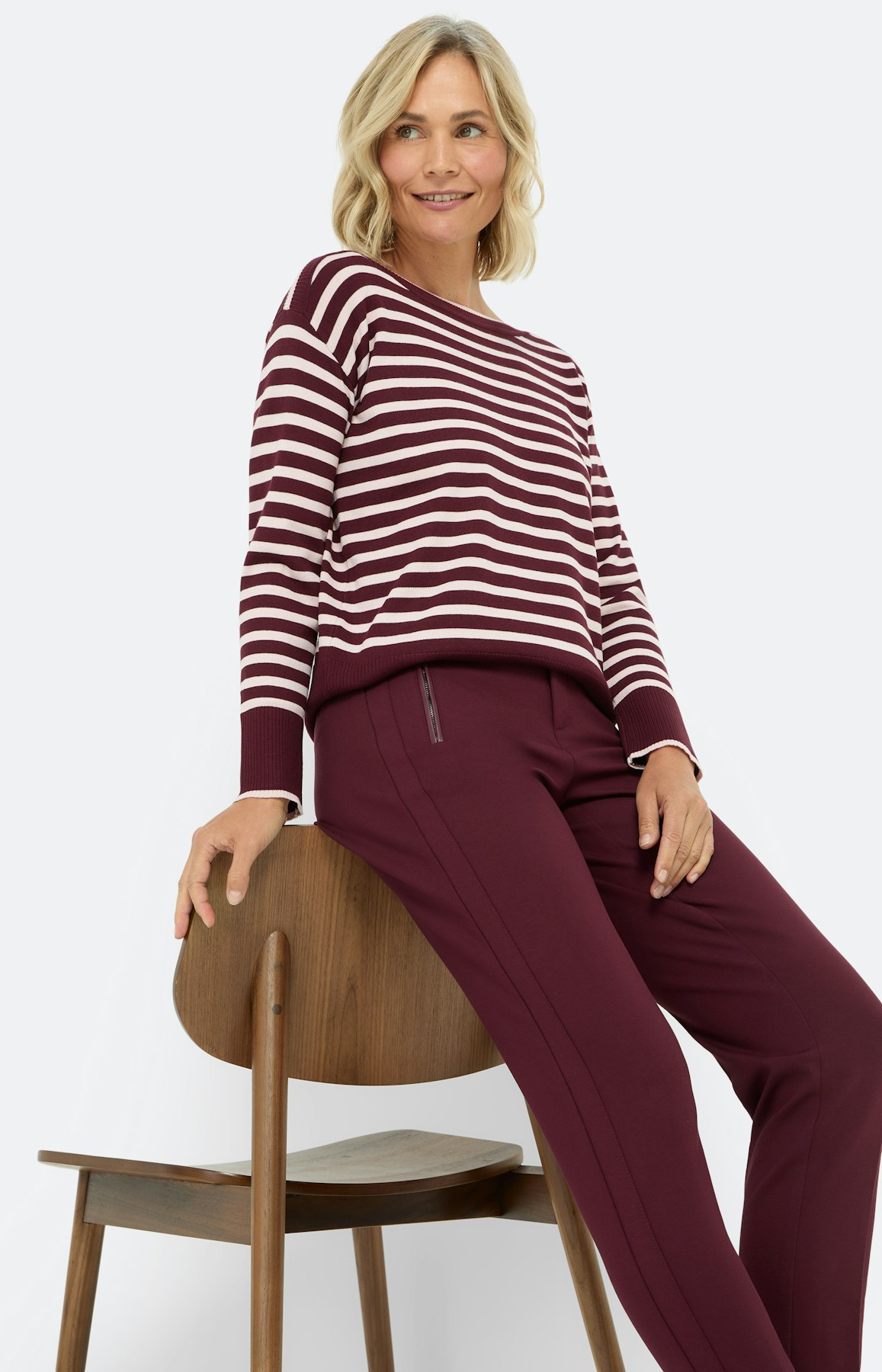 Cigarette broek 30 inch, bourgondie