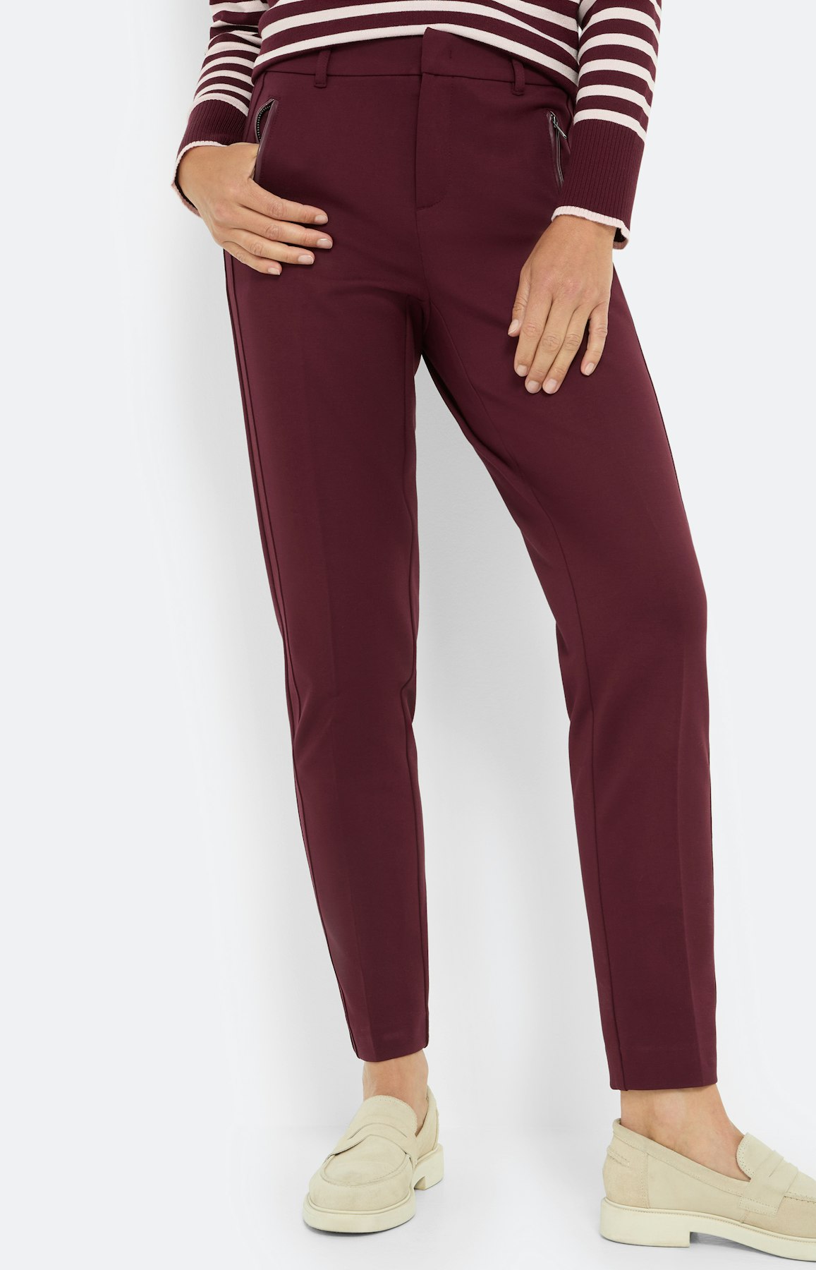 Cigarette broek 30 inch, bourgondie