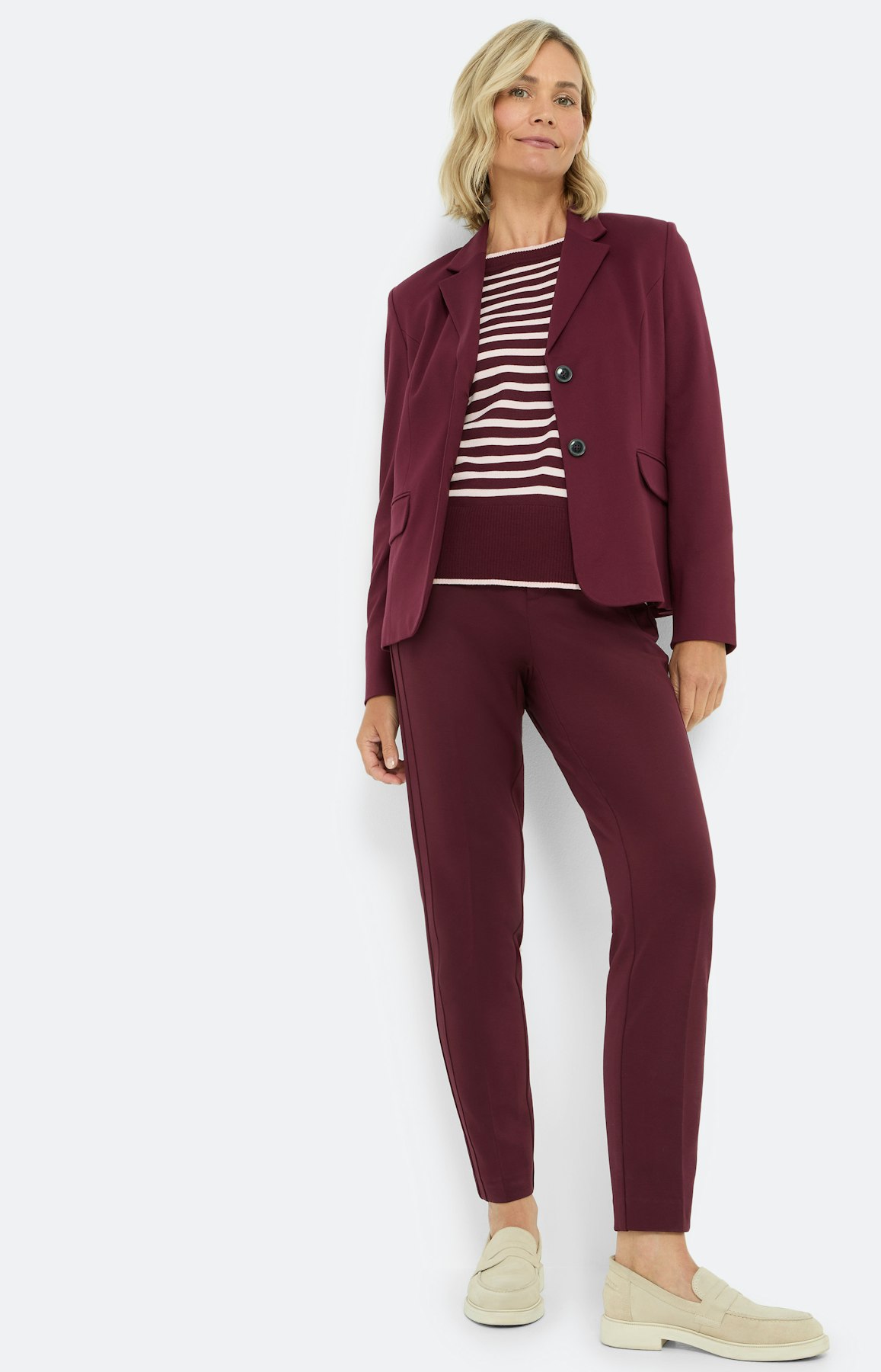 Cigarette broek 30 inch, bourgondie