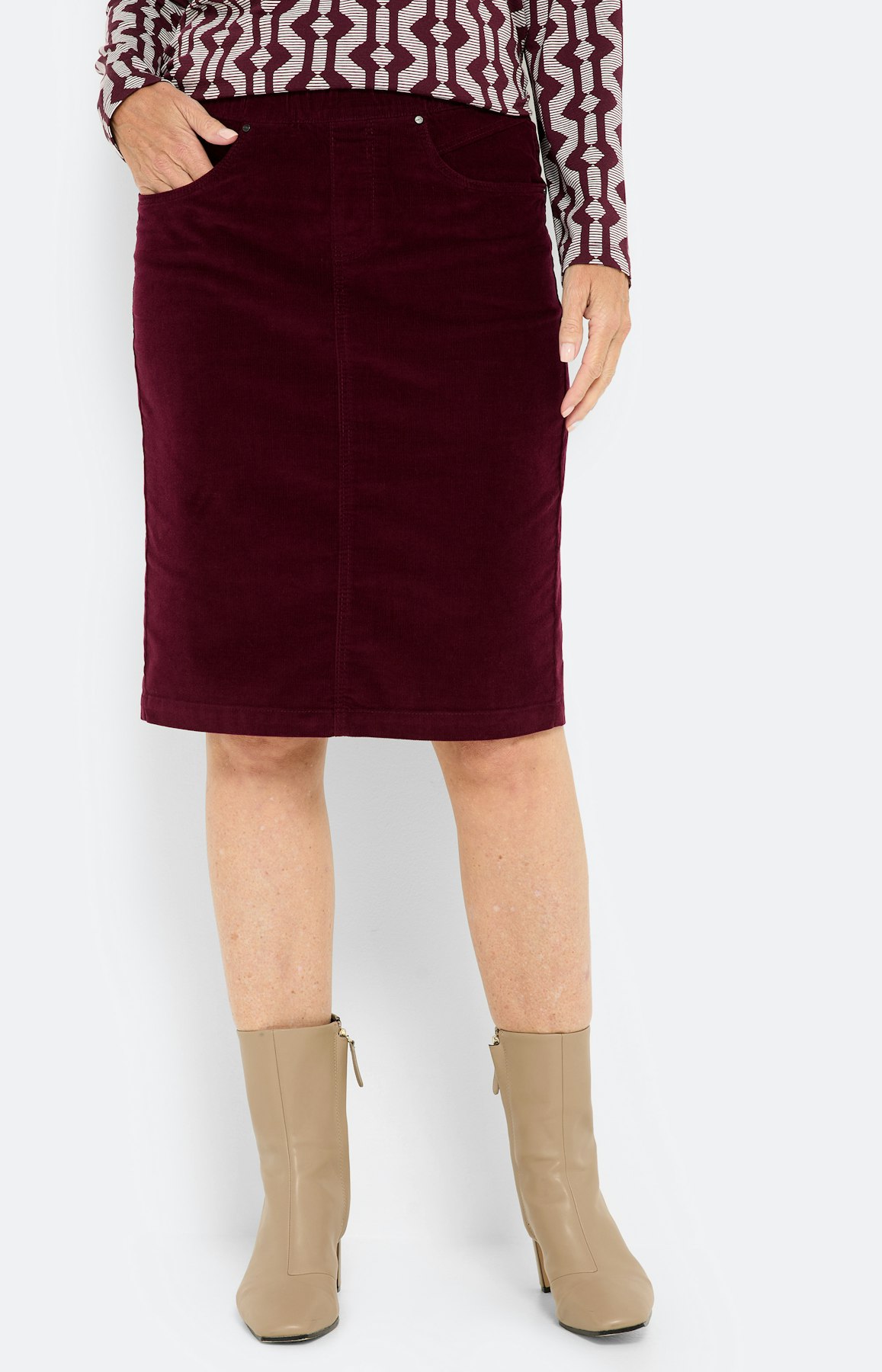 Kokerrok van cord, bourgondië