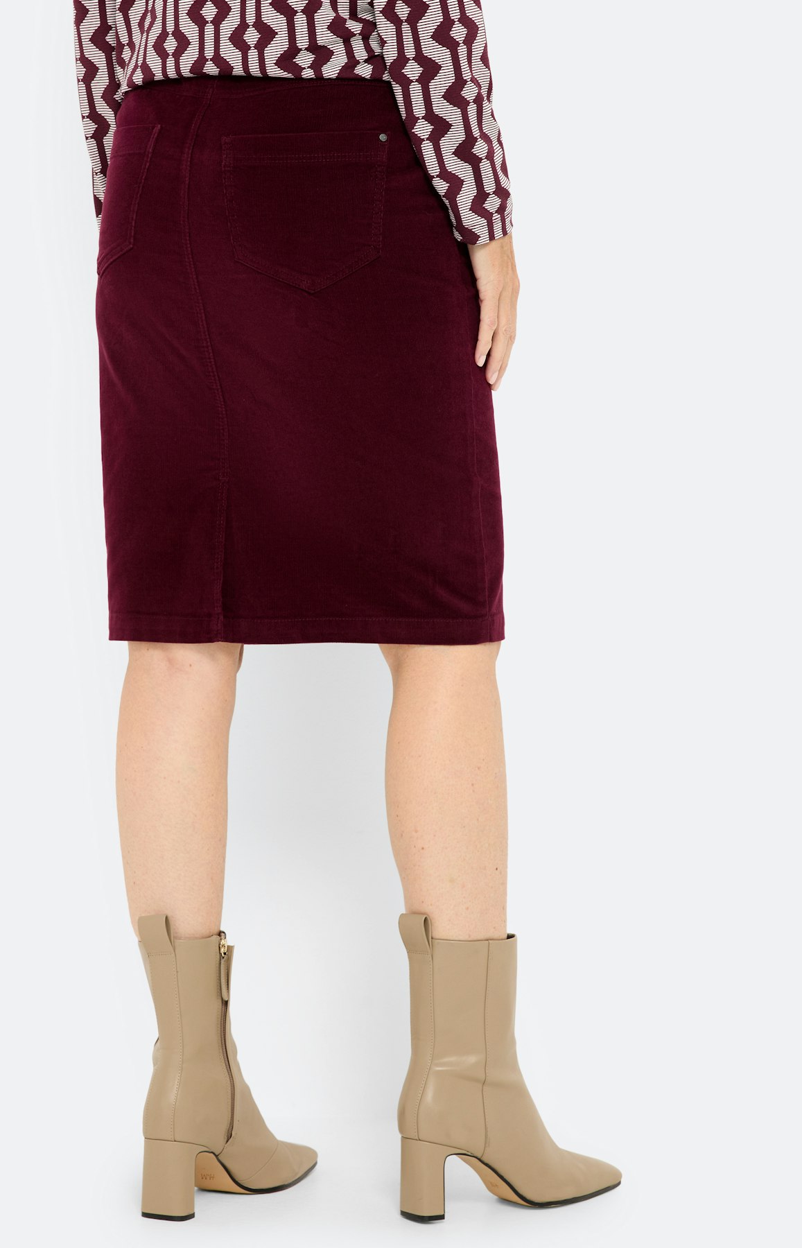 Kokerrok van cord, bourgondië