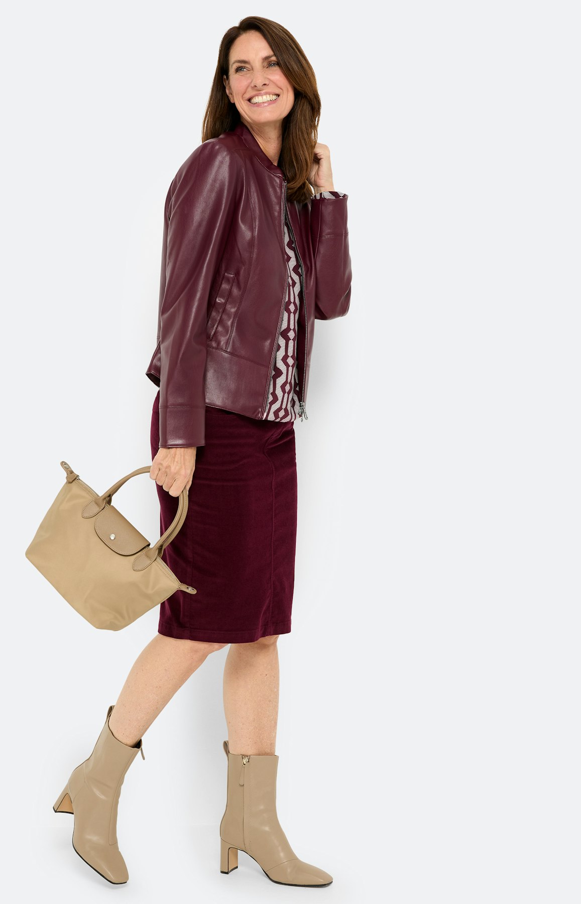 Kokerrok van cord, bourgondië