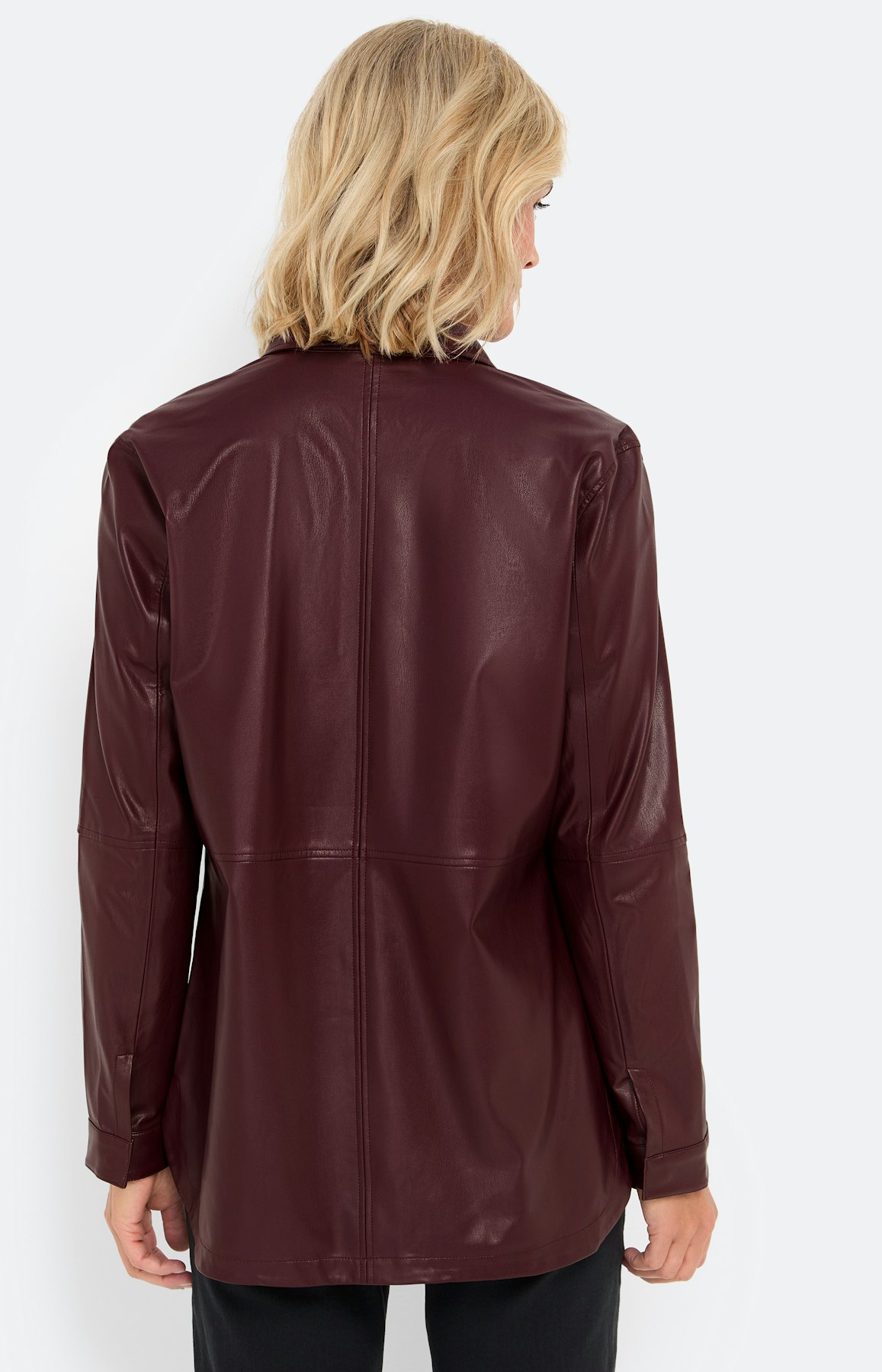 Overshirt van imitatieleer, bourgondië